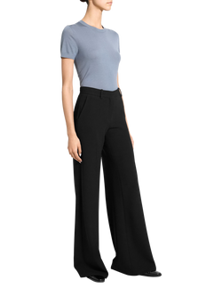 Theory Fluid Crepe Flared Trousers, Black - view 2, Black