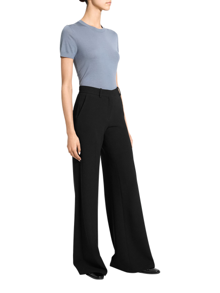 Theory Fluid Crepe Flared Trousers, Black - view 2, Black