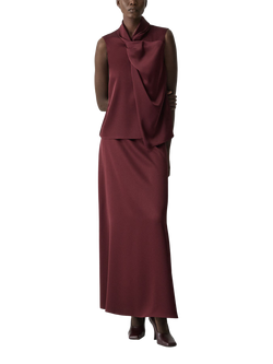 Theory A-Line Satin Maxi Skirt, Burgundy, Burgundy