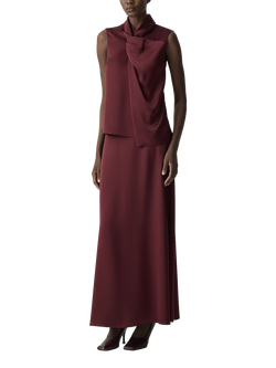 Theory A-Line Satin Maxi Skirt, Burgundy - view 2, Burgundy