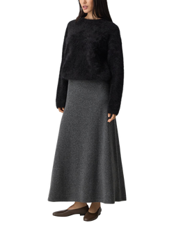 Theory A-Line Knitted Wool Rich Skirt, Charcoal - view 2, Charcoal