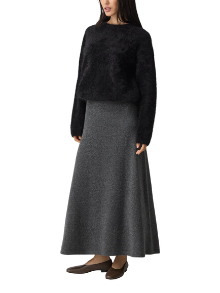 Theory A-Line Knitted Wool Rich Skirt, Charcoal - view 2, Charcoal