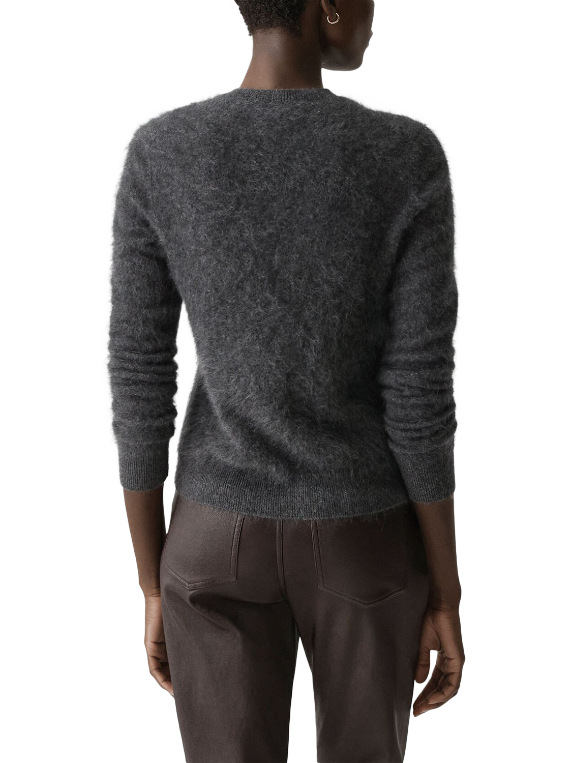 Product image 4 of 6, which shows Theory Brushed Cashmere Knit Cardigan, Grey, S