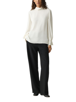 Theory Draped Tie Neck Pure Silk Georgette Top, Ivory, Ivory