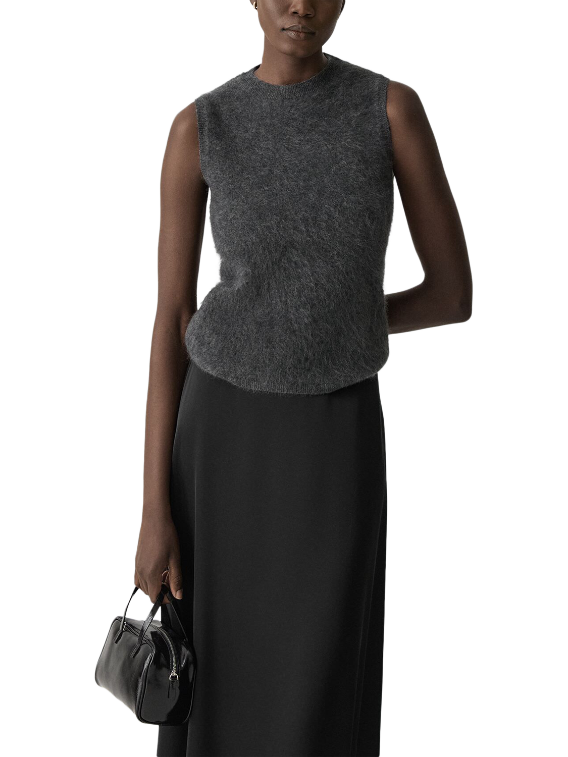 Product image 2 of 6, which shows Theory Brushed Cashmere Knit Vest, Grey, S