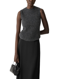 Theory Brushed Cashmere Knit Vest, Grey - view 2, Grey