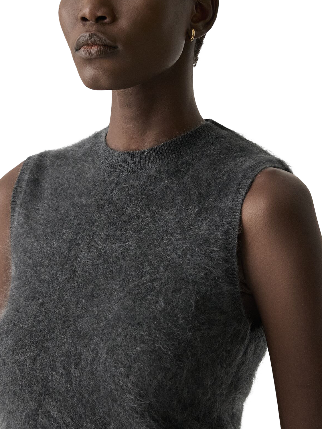Product image 5 of 6, which shows Theory Brushed Cashmere Knit Vest, Grey, S