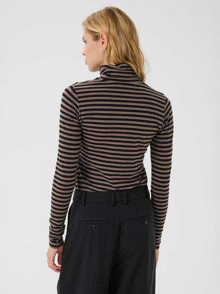 Part Two Efinas Stripe Roll Neck Top - view 2, Falcon/Black