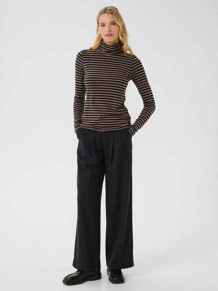 Part Two Efinas Stripe Roll Neck Top, Falcon/Black