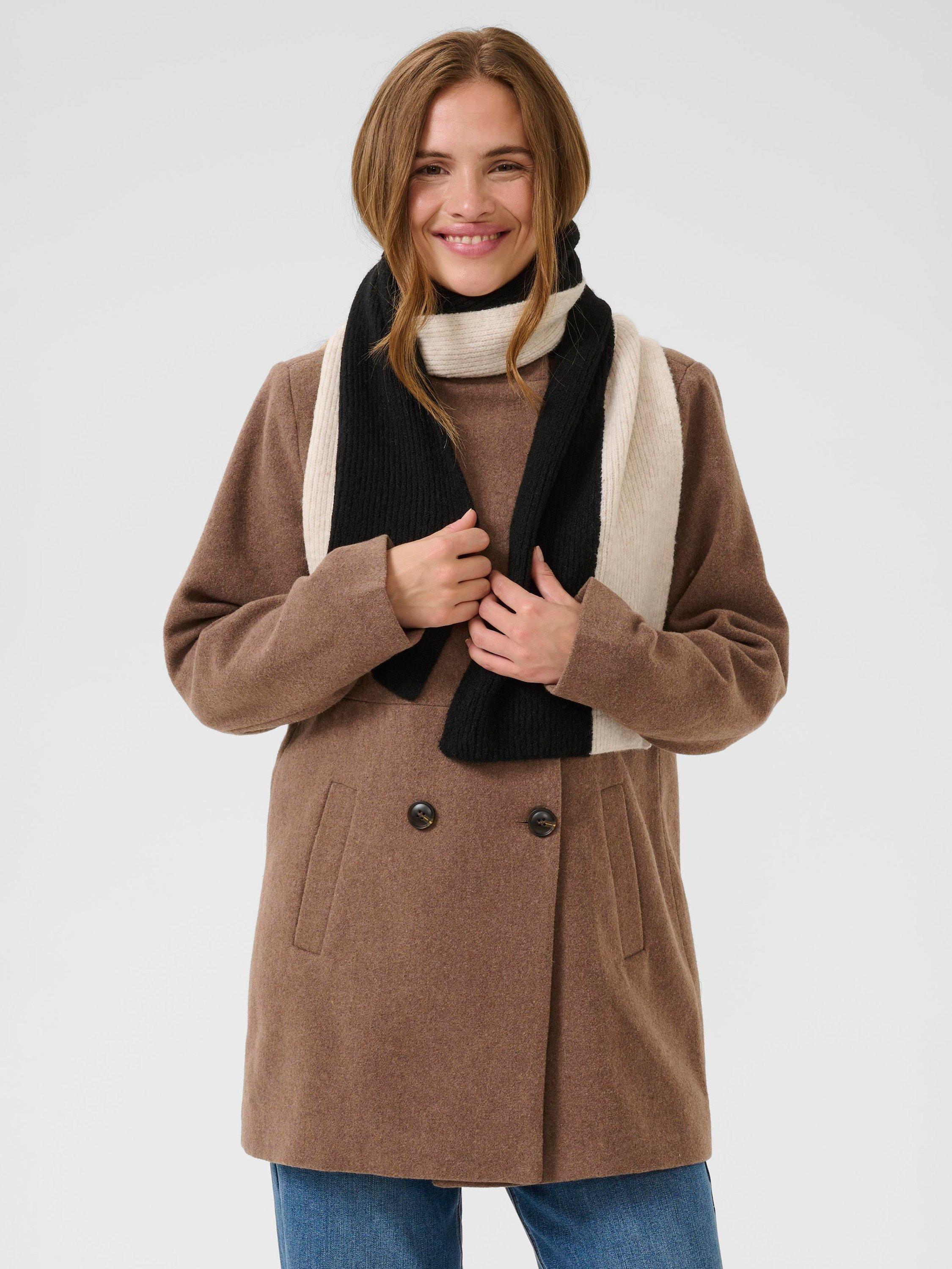Product image 1 of 5, which shows KAFFE Elsa Contrast Scarf, Black/Beige