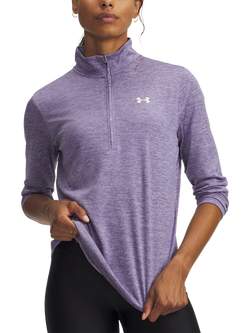 Under Armour Tech 1/2 Zip Long Sleeve Top, Purple Luxe, Purple Luxe / / Whi