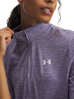 Under Armour Tech 1/2 Zip Long Sleeve Top, Purple Luxe - view 2, Purple Luxe / / Whi