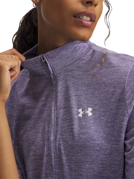 Under Armour Tech 1/2 Zip Long Sleeve Top, Purple Luxe - view 2, Purple Luxe / / Whi