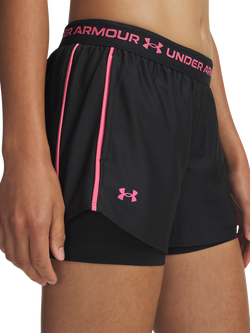 Under Armour Women's Tech Play Up 2-in-1 Shorts, Black/Super Pin - view 2, Black / / Super Pin