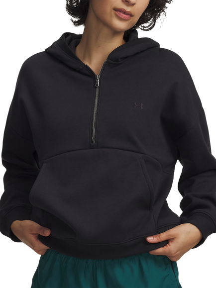Under Armour Women's Icon Fleece Half Zip Hoodie, Black/Black, Black / / Black