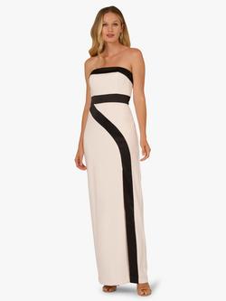 Adrianna Papell Colour Block Strapless Maxi Dress, Ivory/Black, Ivory/Black
