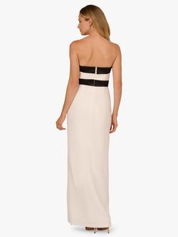 Adrianna Papell Colour Block Strapless Maxi Dress, Ivory/Black - view 2, Ivory/Black