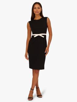 Adrianna Papell Contrast Trimmed Sheath Dress, Black/Ivory, Black/Ivory