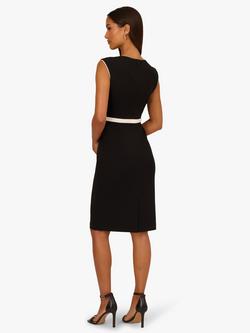 Adrianna Papell Contrast Trimmed Sheath Dress, Black/Ivory - view 2, Black/Ivory