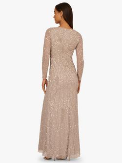 Adrianna Papell Long Sleeve Beaded Dress, Marble - view 2, Marble