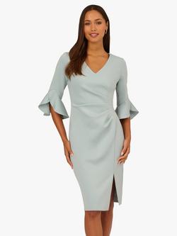 Adrianna Papell Scuba Faux Wrap Dress, Aqua Dust, Aqua Dust