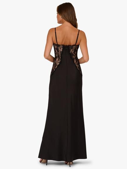 Adrianna By Adrianna Papell Stretch Satin Slip Dress, Black - view 2, Black