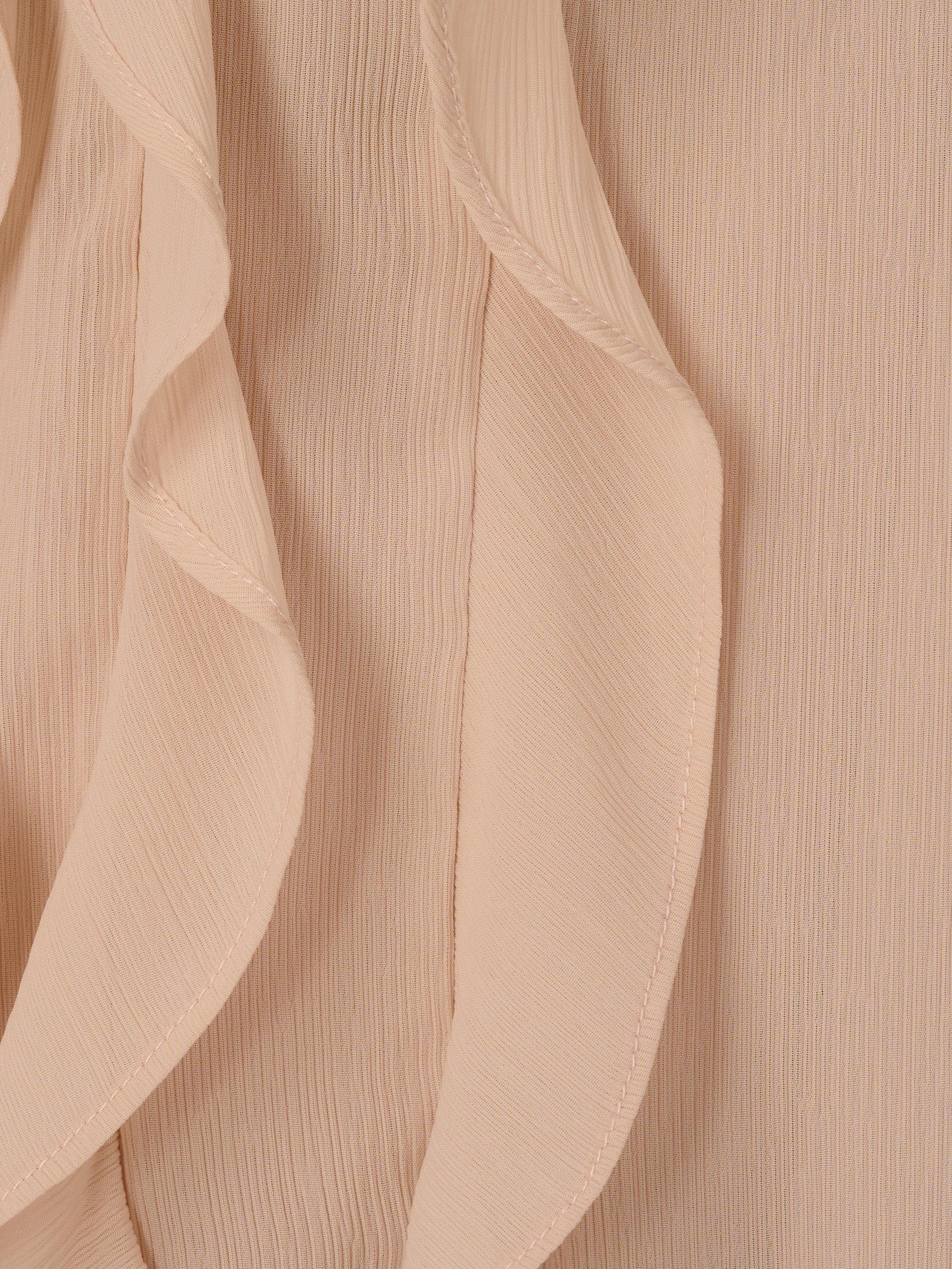 Product image 7 of 7, which shows Adrianna Papell Ruffle Sheer Top, Champagne Blush, XS