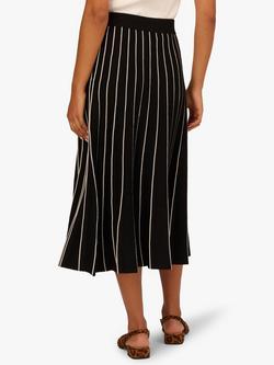 Adrianna Papell Pinstripe Pleated Skirt, Black/Cream - view 2, Black/Cream
