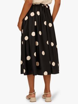 Adrianna Papell Pleated Polka Dot Skirt, Black/Champagne - view 2, Black/Champagne