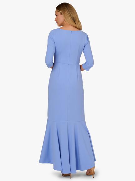 Adrianna Papell Studio Asymmetric Bead Crepe Dress, Electric Ice - view 2, Electric Ice