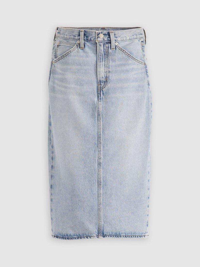 Product image 1 of 1, which shows Levi's High Rise Back Slit Denim Skirt, Barely Freezing, 24