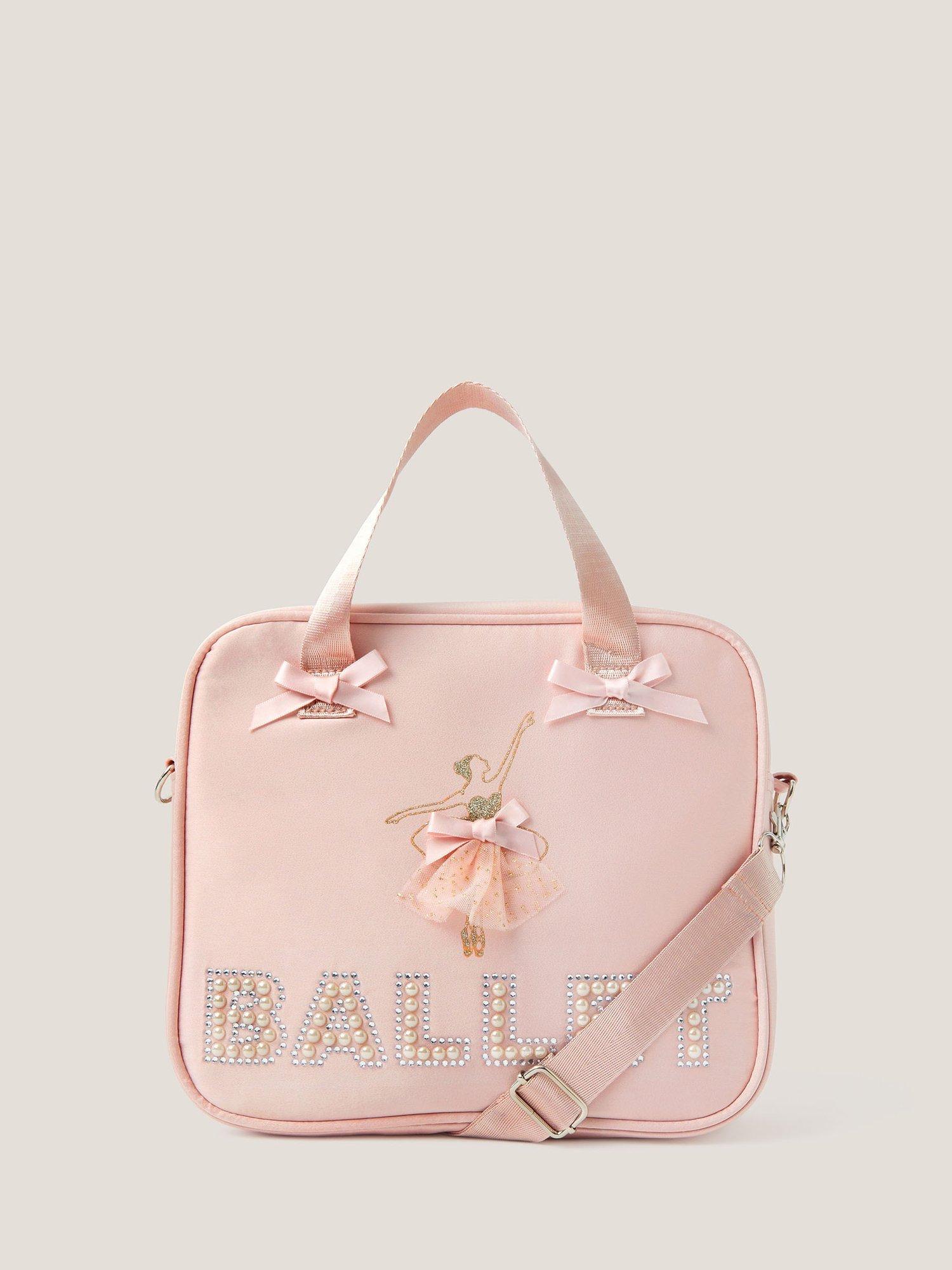 Product image 1 of 4, which shows Monsoon Kids' Darcy Satin Ballet Bag, Pink