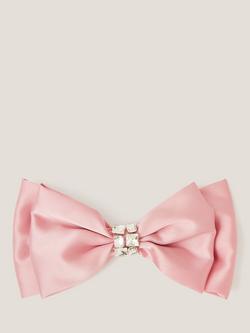 Monsoon Kids' Gemstone Satin Bow Hair Clip, Pink, Pink