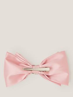 Monsoon Kids' Gemstone Satin Bow Hair Clip, Pink - view 2, Pink