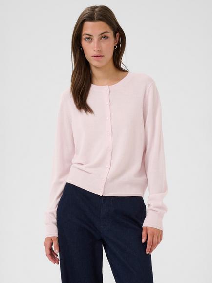 Part Two Noelani Crew Neck Pure Wool Cardigan, Mauve Chalk, Mauve Chalk