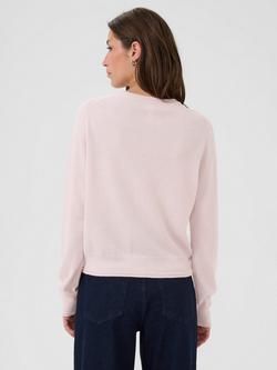 Part Two Noelani Crew Neck Pure Wool Cardigan, Mauve Chalk - view 2, Mauve Chalk