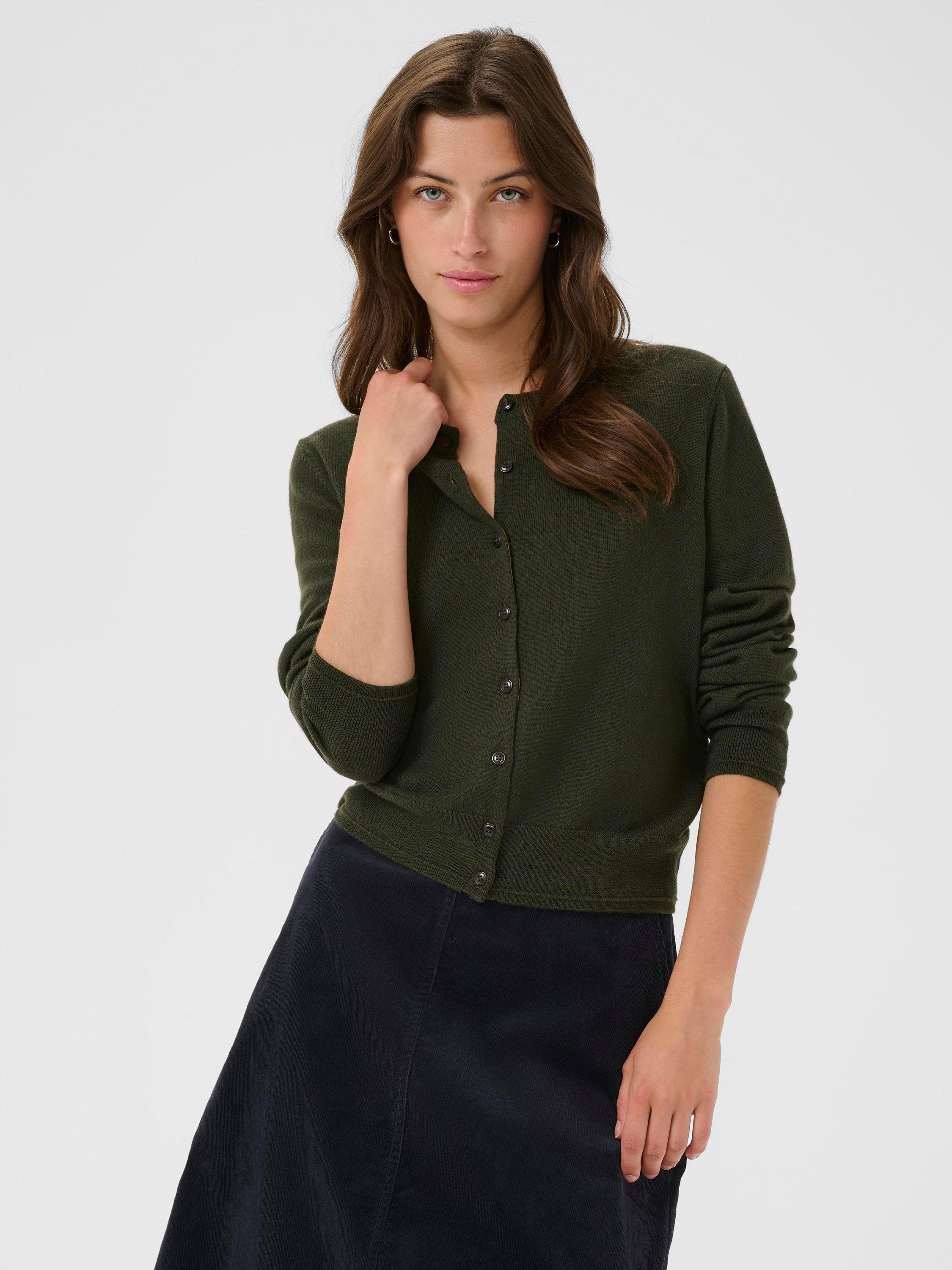Product image 1 of 6, which shows Part Two Noelani Crew Neck Pure Wool Cardigan, Rosin, XS