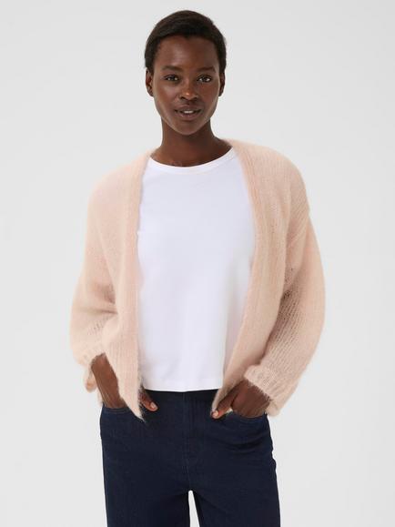 Part Two Rastina Open Neck Wool Rich Cardigan, Mauve Chalk, Mauve Chalk