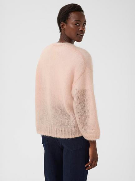 Part Two Rastina Open Neck Wool Rich Cardigan, Mauve Chalk - view 2, Mauve Chalk