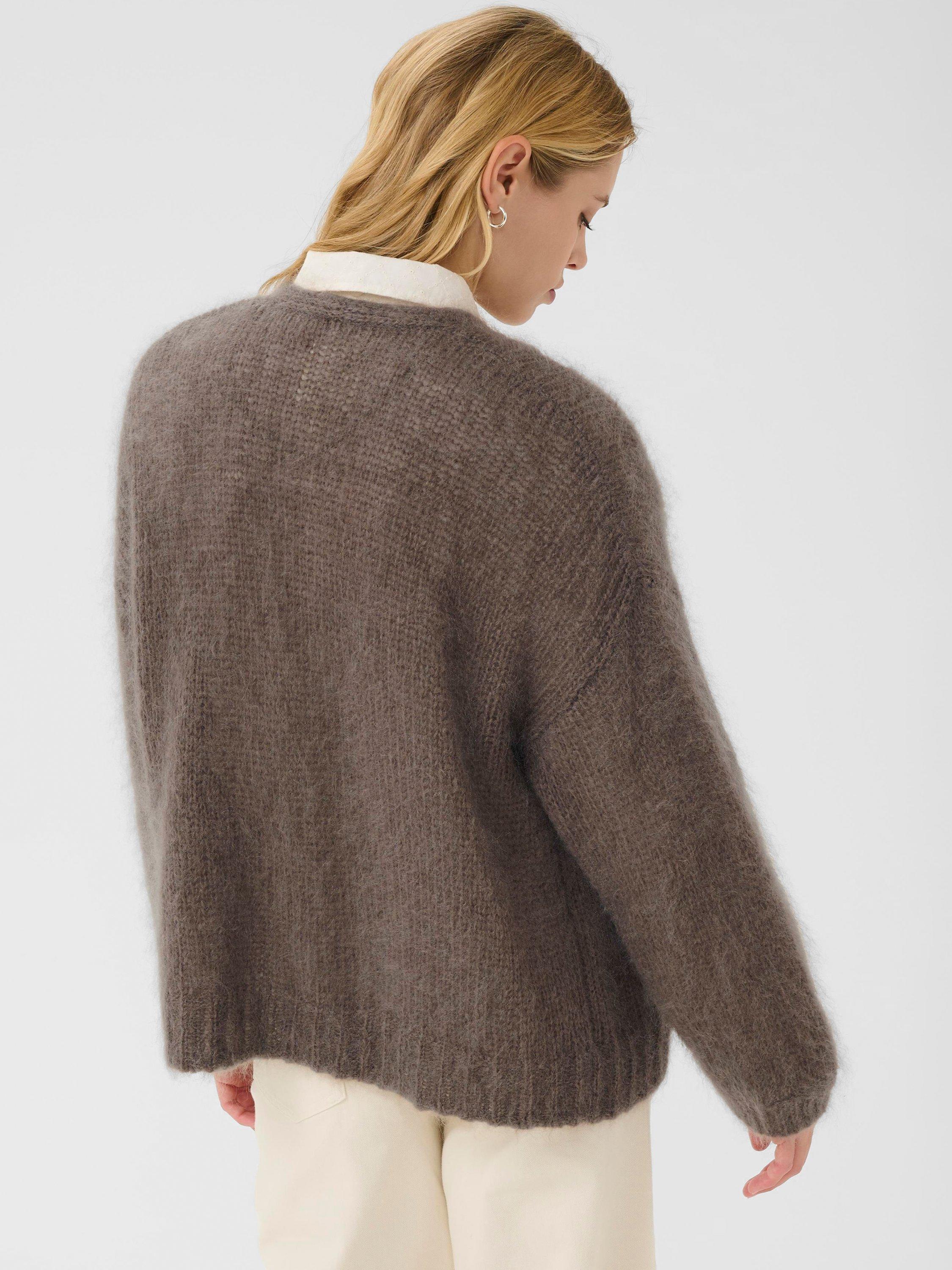 Product image 2 of 6, which shows Part Two Rastina Open Neck Wool Rich Cardigan, Falcon, XS