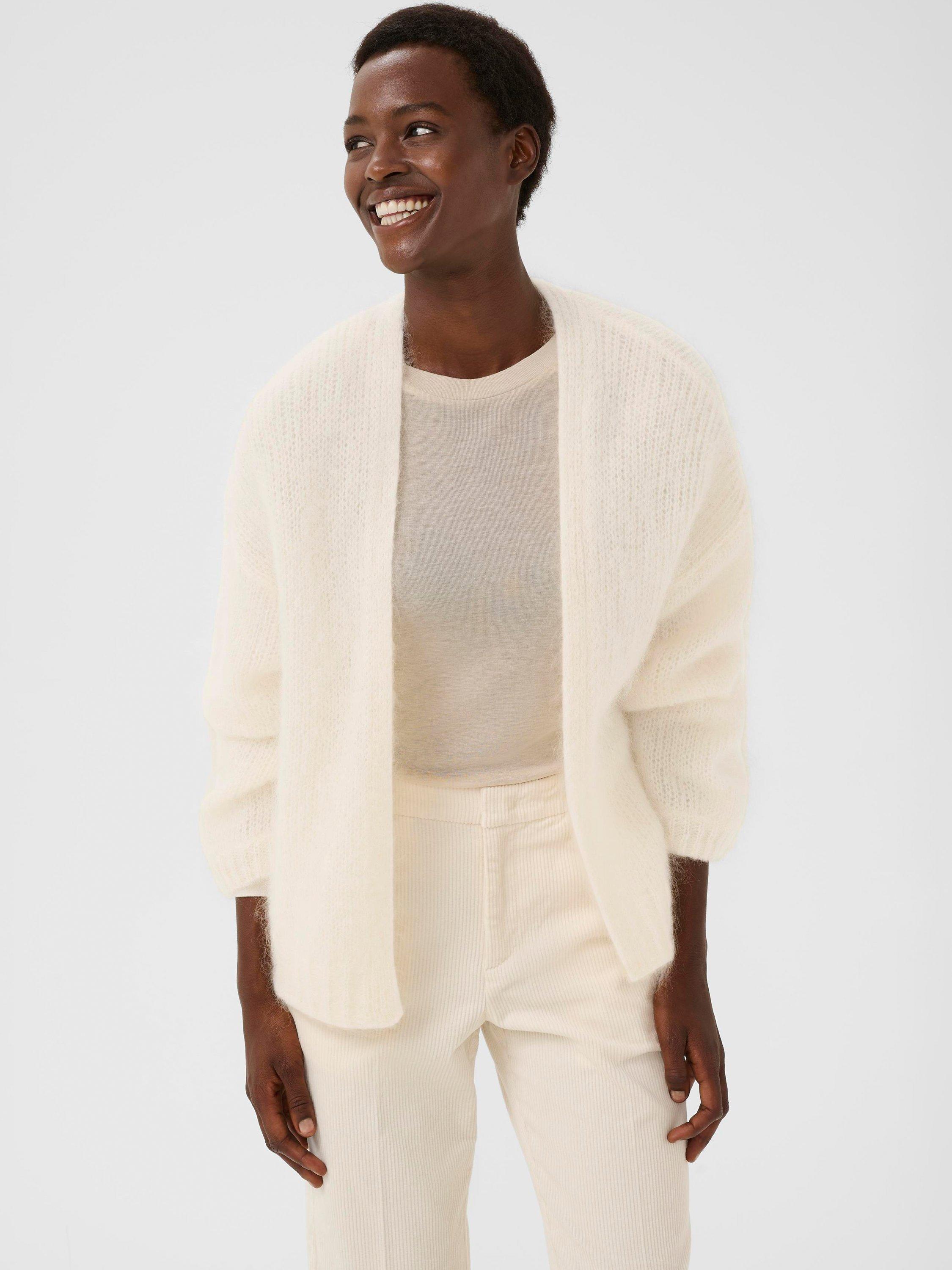 Product image 1 of 6, which shows Part Two Rastina Open Neck Wool Rich Cardigan, Eggnog, XS