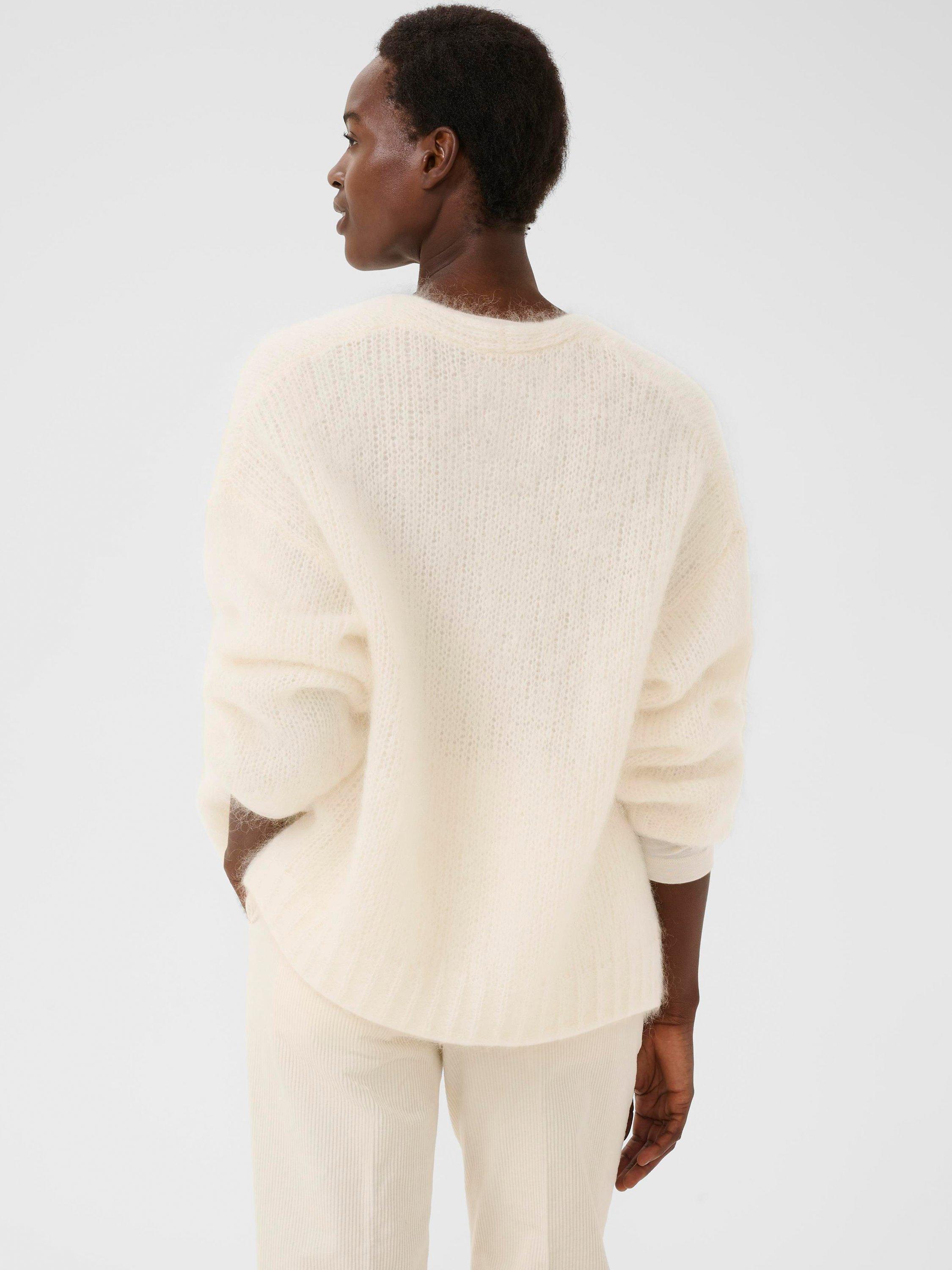 Product image 2 of 6, which shows Part Two Rastina Open Neck Wool Rich Cardigan, Eggnog, XS