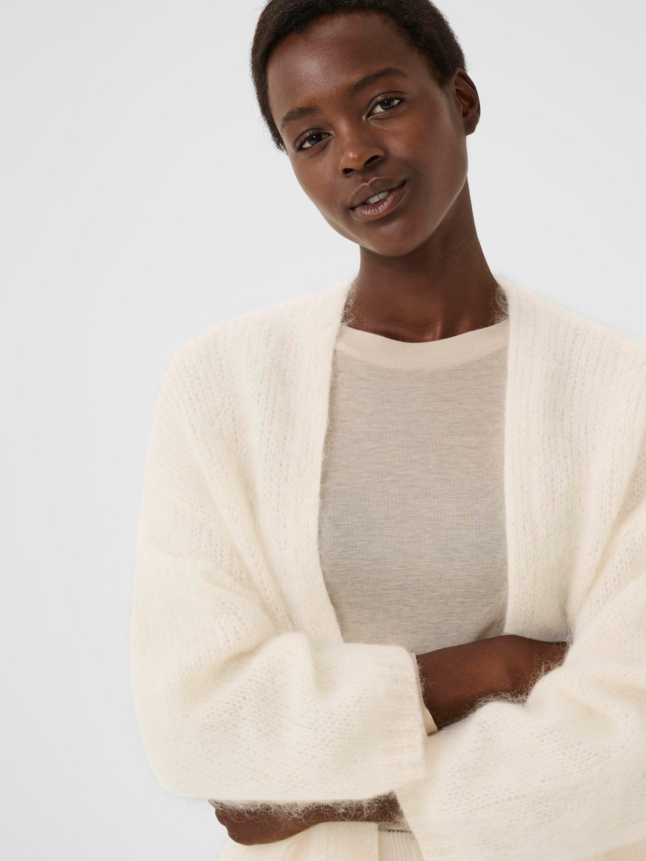 Product image 4 of 6, which shows Part Two Rastina Open Neck Wool Rich Cardigan, Eggnog, XS
