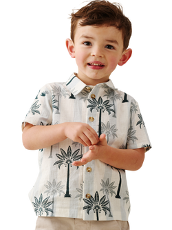 Angel & Rocket Baby Cotton Short Sleeved Palm Tree Shirt, Blue, Blue