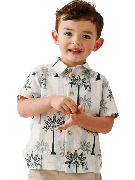 Angel & Rocket Baby Cotton Short Sleeved Palm Tree Shirt, Blue, Blue