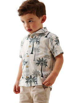 Angel & Rocket Baby Cotton Short Sleeved Palm Tree Shirt, Blue - view 2, Blue