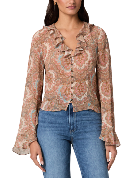 PAIGE Eve Paisley Ruffle Top, Multi, Multi