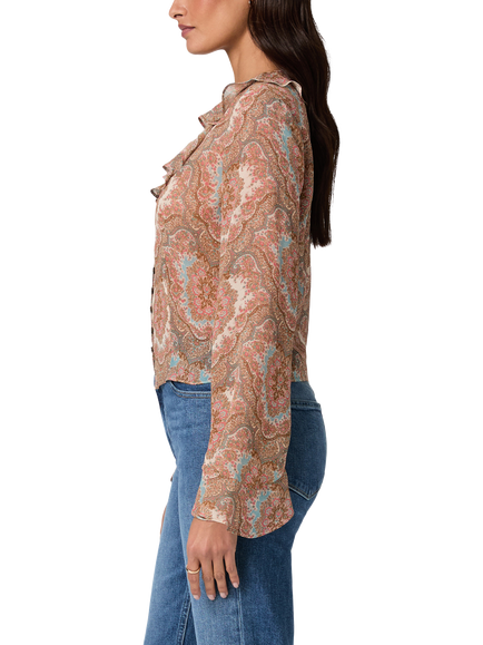 PAIGE Eve Paisley Ruffle Top, Multi - view 2, Multi