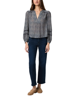 PAIGE Calgary Ruffle Trim Floral Top, Navy/Multi - view 2, Navy/Multi