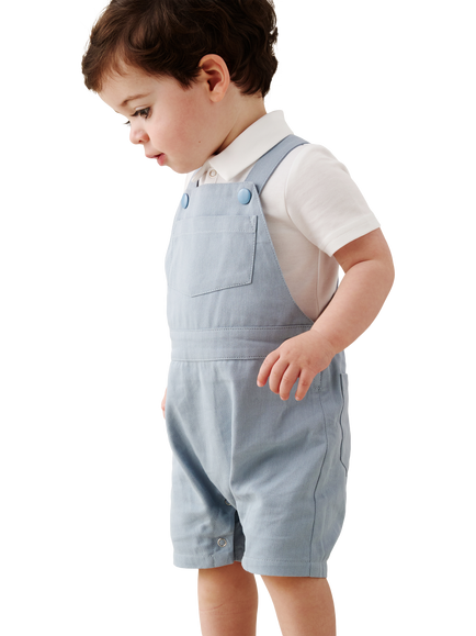 Angel & Rocket Baby Cotton Dungaree Set, Blue, Blue